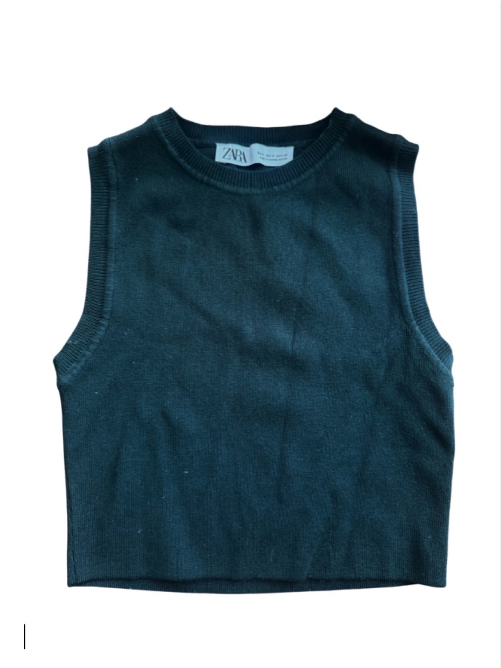 ZARA Dark Green Knit Sleeveless Crop Top Medium (Fits like a small)